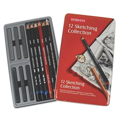 Abbildung von Derwent Sketching Collection Zeichenstifte in Metallbox 12 Stück