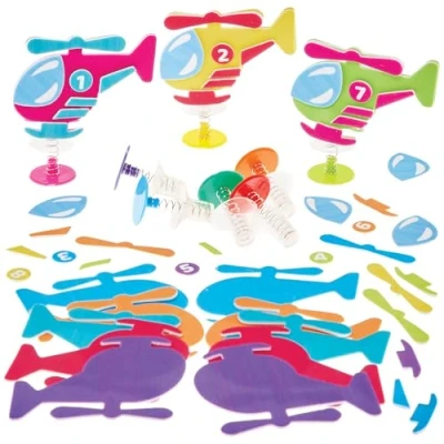 Abbildung von Baker Ross FN076 Hubschrauber Sprungsets 8er Pack, kreative Bastelsets für Kinder
