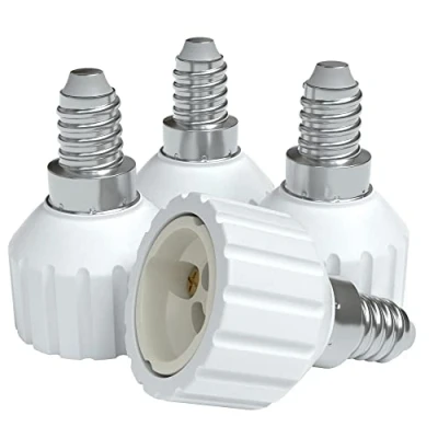 Abbildung von EAZY CASE 4X Lampensockel Adapter Konverter für E14 Fassung auf GU10 Lampenadapter LED /Halogen und Energiesparlampen Sockeladapter, Weiß