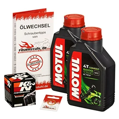 Abbildung von Motul 10W 40 Öl + K&amp;N Ölfilter für Kawasaki KFX 700, 04 09 Ölwechselset inkl. Motoröl, Filter, Dichtring