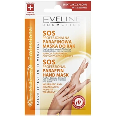 Abbildung von Eveline Cosmetics Hand &amp; Nageltherapie SOS Professionelle Paraffin Handmaske Tiefenwirksame Feuchtigkeits Regenerationsbehandlung mit Bienenwachs und Oxynex K