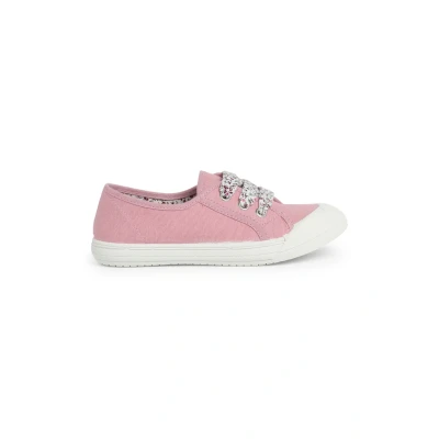 Abbildung von Pisamonas Stoff Turnschuhe Mit Gummispitze Und Schnürsenkeln Größe 29 Farbe Rosa