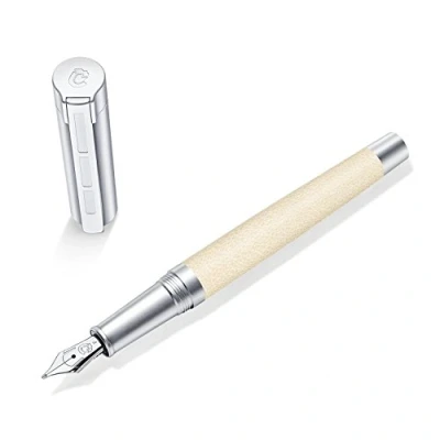 Abbildung von STAEDTLER Initium Corium Füllhalter, beiges Leder, F, Made in Germany, mit edler Geschenkverpackung, 9PC130F