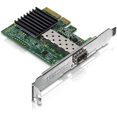 Abbildung von TRENDnet TEG 10GECSFP 10 Gigabit PCIe SFP+ Netzwerkadapter, Standard und flache Halteklammern inbegriffen