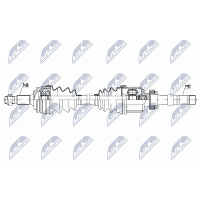 Abbildung von NTY NPW CT 123 Antriebswelle Vorderachse rechts 967mm 86mm