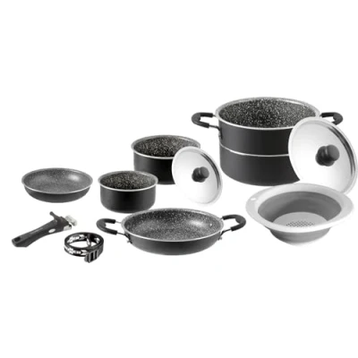 Abbildung von BRUNNER 0806095N Camping Kochgeschirr aus Aluminium, Piraten Set 9+1 ø 24 cm