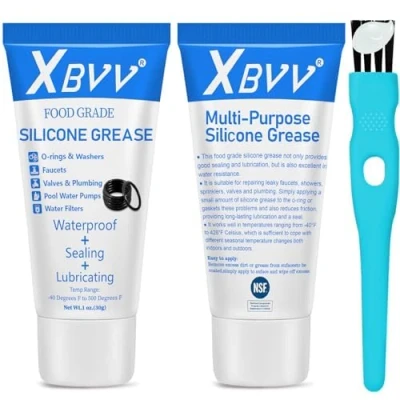 Abbildung von XBVV Silikon Schmierfett für Klempner Wasserhahn Gummi Unterlegscheiben Ventil O Rings 2 Pack 1 oz Tube mit Pinsel