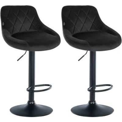 Abbildung von CLP Barhocker Lazio Samt (2er Set), Barstuhl 360 drehbar