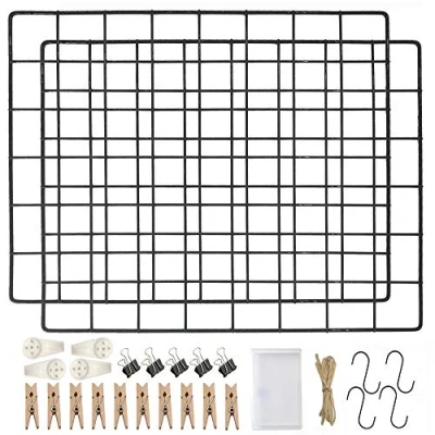 Abbildung von LOYONAL Gitter Pinnwand Metallgitter Deko Wand Memoboard Gitterwand Foto Fotowand Metal 2er Pack Wandgitter Zimmer DIY