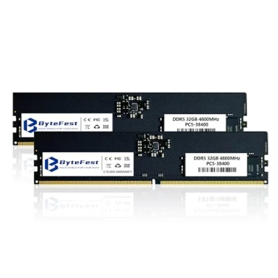 Abbildung von ByteFest DDR5 RAM 64GB (2x32GB) 4800MHz PC5 38400 CL40 UDIMM 1.1V 288 Pin Desktop Computer Mise à Niveau du Module de mémoire