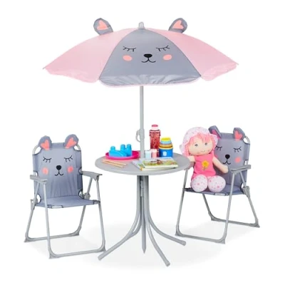 Abbildung von relaxdays Campingstuhl Camping Kindersitzgruppe mit Schirm, Maus
