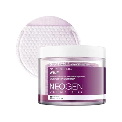 Abbildung von DERMALOGY by NEOGENLAB Bio Peel Mull Peeling Pads (Wein, 30 Pads) und straffende mit PHA &amp; Rotwein Resveratrol Säure Hyaluronsäure Koreanische Hautpflege