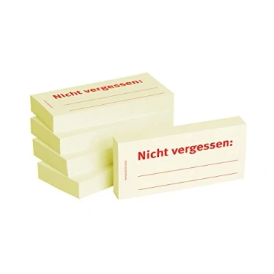 Abbildung von Bizstix Haftnotizen 75x35mm gelb &#039;Nicht vergessen&#039; VE=5 Blöcke