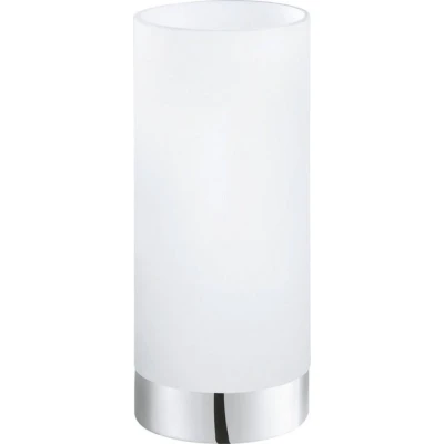 Abbildung von Eglo 95776 Tischleuchte Damasco 1 mit Schalter in chrom Glas satiniert weiß 1X40W H:21,5 Ø 10cm