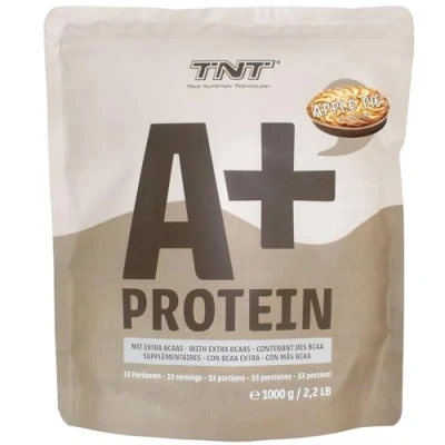 Abbildung von TNT A+ Protein Pulver Vegan (1kg) Veganer Shake 33 Portionen 22,8g pro Portion Reich an BCAAs + Leucin Pflanzliches Eiweißpulver Made in Germany Apple PieFlavour