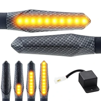 Abbildung von Area1 Motorrad LED Blinker e geprüft carbon Lauflicht Effekt M8 Set (2Stück) + 2Pin Relais. kompatibel mit Mondial