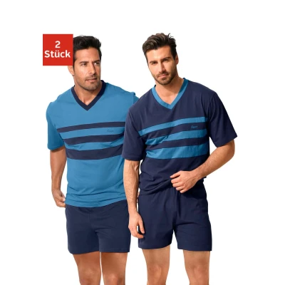 Abbildung von le jogger Pyjama, (Packung, 4 tlg., 2 Stück), mit kontrastfarbigen Einsätzen vorn