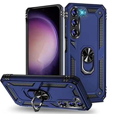 Abbildung von Verco Hybrid Armor Shield Case für Samsung Galaxy S23 Hülle, extrem robust mit Magnet Fingerring Halter Handyhülle 5G Panzerhülle, Blau