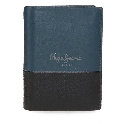 Abbildung von Pepe Jeans Doppelte Vertikale Geldbörse mit blauer Geldbörse, 8,5 x 10,5 1 cm, Leder, blau, Talla única,