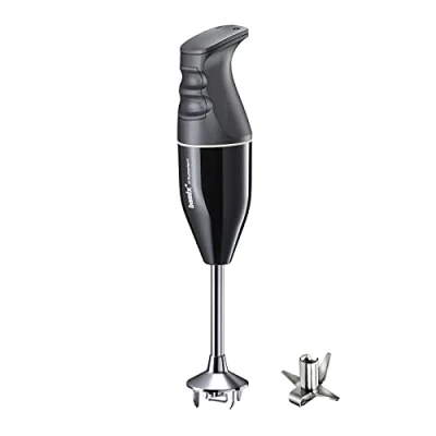 Abbildung von bamix Stabmixer Set EO140 CLASSIC inkl. Multifunktionsmesser aus Edelstahl, 140 Watt, 2 Stufen, Made in Switzerland, Schwarz/Weiß