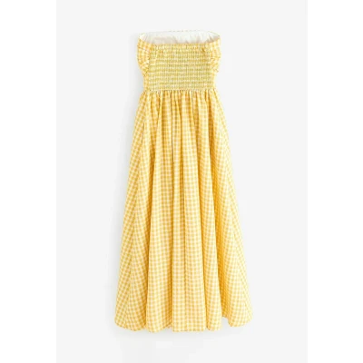 Abbildung von Next Regular FIT Seersucker Bandeau MIDI Summer Freizeitkleid, Damen, Größe: 42, Yellow gingham