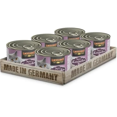 Abbildung von LEONARDO Nassfutter [6x200g Kaninchen] Getreidefreies für Katzen Feuchtfutter Alleinfutter aus der Dose 1,2kg