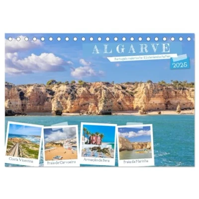 Abbildung von Algarve Portugals malerische Küstenlandschaften (Tischkalender 2025 DIN A5 quer), CALVENDO Monatskalender