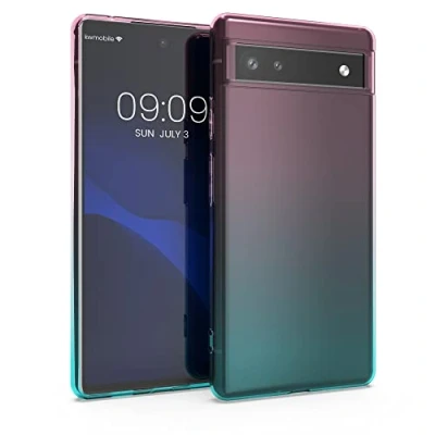 Abbildung von kwmobile Case kompatibel mit Google Pixel 6a Hülle Handy Handyhülle Zwei Farben Pink Blau Transparent