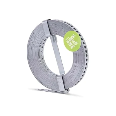 Abbildung von Alberts 334130 Lochband mit oder ohne Abrollkasette sendzimirverzinkt Breite 12 mm Länge 10 m
