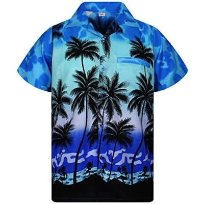Abbildung von King Kameha Funky Hawaii Hemd, Herren, Kurzarm, Beach, Mono Blau, L