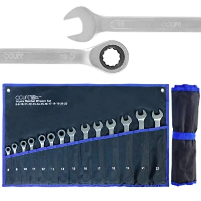 Abbildung von CCLIFE Ratschenringschlüssel 14tlg Gelenk Ratschenschlüssel Set 8 22mm Ring Maulschlüsset (14 St)