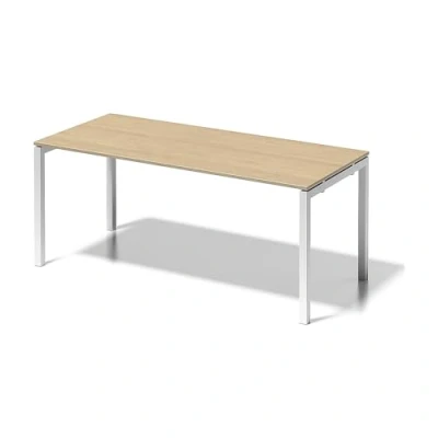 Abbildung von BISLEY Cito Schreibtisch, 740 mm höhenfixes U Gestell, Metall, Mp396 Dekor Ahorn, Gestell Verkehrsweiß, 80 x 180 85 cm