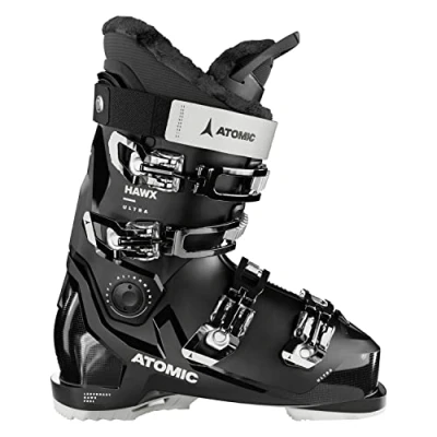 Abbildung von ATOMIC HAWX ULTRA Skischuhe Größe 27/27.5 Alpin Skischuh in Schwarz / Weiß Boots mit 3D Knöchel &amp; Ferse für präzisen Sitz Schmale Skistiefel 98 mm Passform