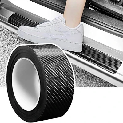 Abbildung von Auto Einstiegsleisten Kohlefaser Aufkleber, 5cm x10m Universal Schutz Aufkleber für Autotür Kantenschutz/Einstiegsleistenschutz/Auto Stoßstangenschutz