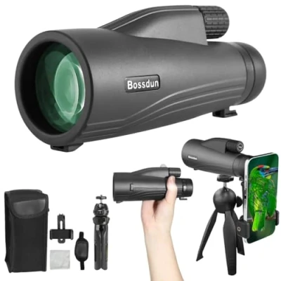 Abbildung von 12x50 Monokular Teleskop mit Stativ Tragetasche Handschlaufe Telefonadapter BAK4 Prisma &amp; FMC Objektiv Wasserdicht für Reisen Vogelbeobachtung Wildtiere Camping Szenerie