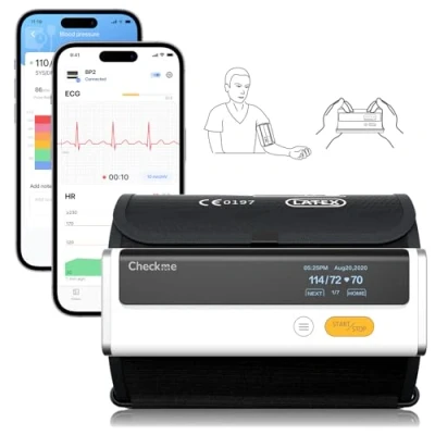 Abbildung von CheckMe Armfit Plus Blutdruckmessgerät Oberarm Bluetooth mit EKG,Analyse des EKG Berichts,30S Messung von Blutdruck,EKG,Herzfrequenz,Multi User Management,Blutdruck Messgerät App für Android/iOS