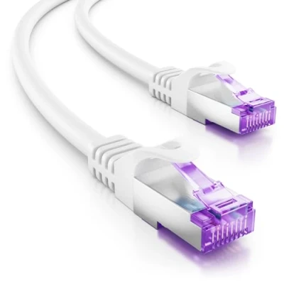 Abbildung von deleyCON 15m CAT7 Netzwerkkabel 10 Gigabit RJ45 Patchkabel Ethernet Kabel (Kupfer, SFTP PiMF Schirmung) für Highspeed LAN DSL Switch Modem Router Patchpanel CAT6 CAT5 Weiß
