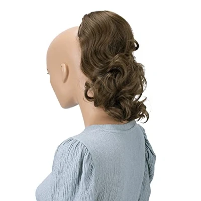 Abbildung von CAISHA 30cm Haarteil Mia Zopf Haarverlängerung mit Kordelverschluss Voluminös Gewellt Hellbraun PH206