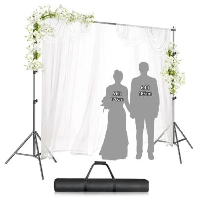 Abbildung von EMART 2.8x3m Fotohintergrund Ständer, Verstellbarer und Hochbelastbarer Hintergrundsystem, Fotowand Ständer für Fotografie, Partys, Hochzeiten