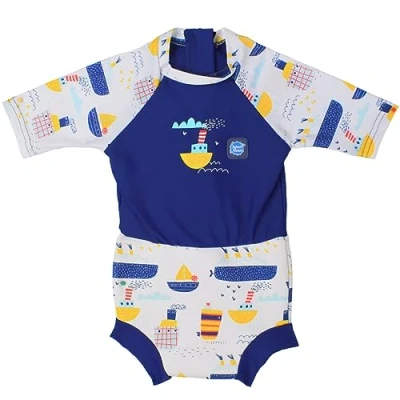 Abbildung von Splash About Unisex Baby Happy Nappy Sonnenanzug, Tug Boats, 12 24 Monate