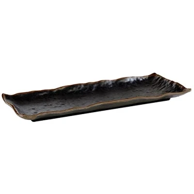Abbildung von APS 84118 Tablett Marone, 39 x 16 cm, Höhe 3 Melamin, schwarz mit braunem Rand