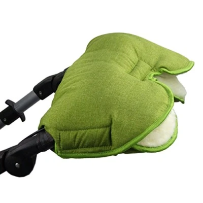 Abbildung von BAMBINIWELT Muff Handwärmer Handschuh für Kinderwagen Buggy mit Lammwolle warme Hände universal MELIERT (hellgrün MELIERT)
