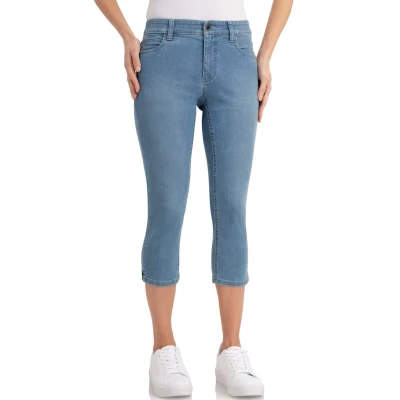 Abbildung von wonderjeans Caprijeans mit kleinen Seitenschlitzen am Beinabschluß
