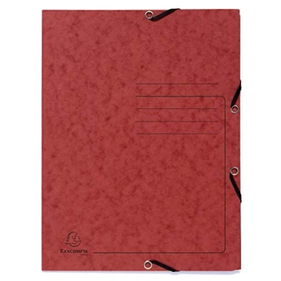 Abbildung von Exacompta Ref. 55405E Karton mit 25 bedruckten Gummizugmappen Hüllen 3 Klappen aus Hochglanzkarton 355 g/m² Maße 24 x 32 cm für Dokumente im A4 Format Farbe Rot