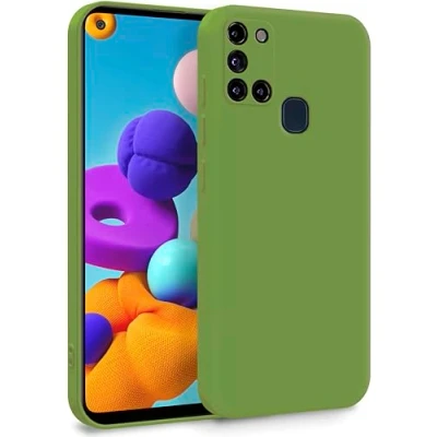 Abbildung von MyGadget Hülle für Samsung Galaxy A21s Zweilagige Handyhülle mit Kameraschutz Cover Innenfutter &amp; Silikon außen Grün