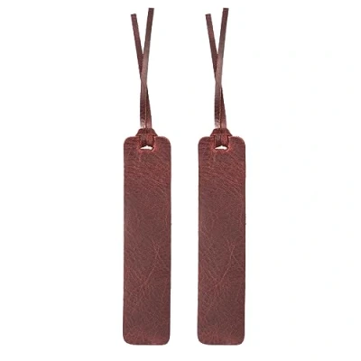 Abbildung von Londo handgefertigtes dreieckiges Lesezeichen aus echtem Leder (2er Set) (Damson, Verknotet)