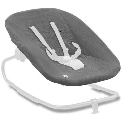 Abbildung von hauck Schonbezug für Babywippe Highchair Bouncer (Eco) (nicht mit anderen Modellen kompatibel), Baumwolle, Gummizug und Gurtschlitze 5 Punkt Gurt, Waschbar bei 60 (Dark Grey)