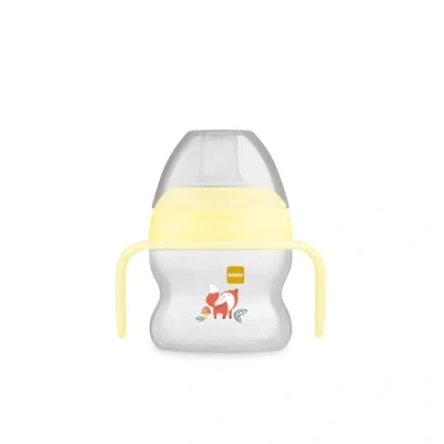 Abbildung von MAM Starter Cup Baby Trinklernbecher (150 ml), Trinkbecher für erste Trinkversuche, Schnabelbecher mit rutschsicheren Griffen, ab 4 Monaten, Fuchs