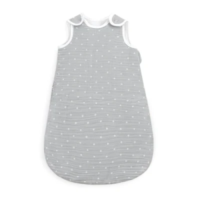 Abbildung von Ehrenkind® Musselin Babyschlafsack 2.5 TOG 100% Bio Baumwolle Grau mit Punkten Baby Schlafsack 74/80 Oeko Tex zertifiziert