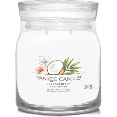 Abbildung von Yankee Candle Signature Medium JAR Coconut Beach Duftkerze, Größe: 368 g, White